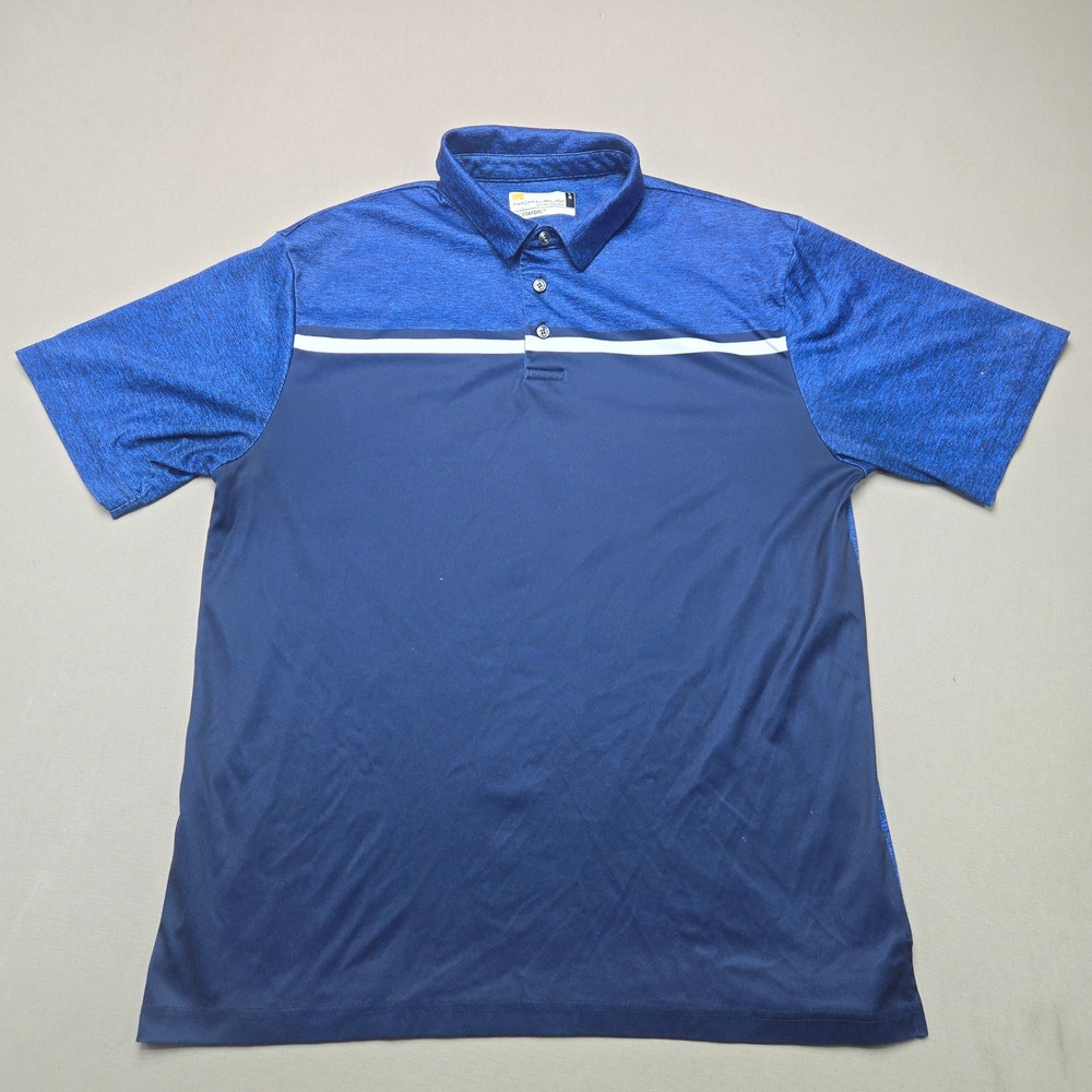 Nicklaus Polo Shirt StayDri Colorblock Moisture Wicking Blue Mens Large Golf Top